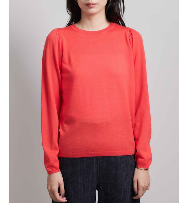 ROPE「袖ギャザークルーネックニットプルオーバー/イージーケア」|ニット・セーター|