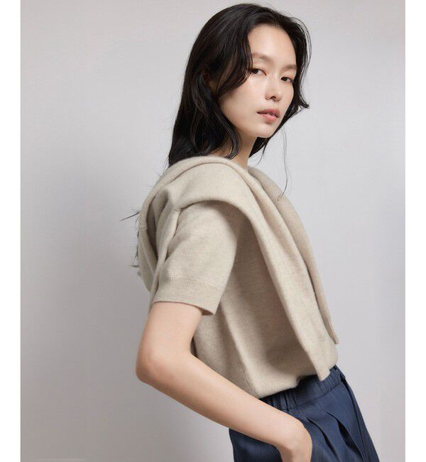 ROPE「ウールカシミヤブレンド 5分袖ニットプルオーバー/イージーケア」|ニット・セーター|