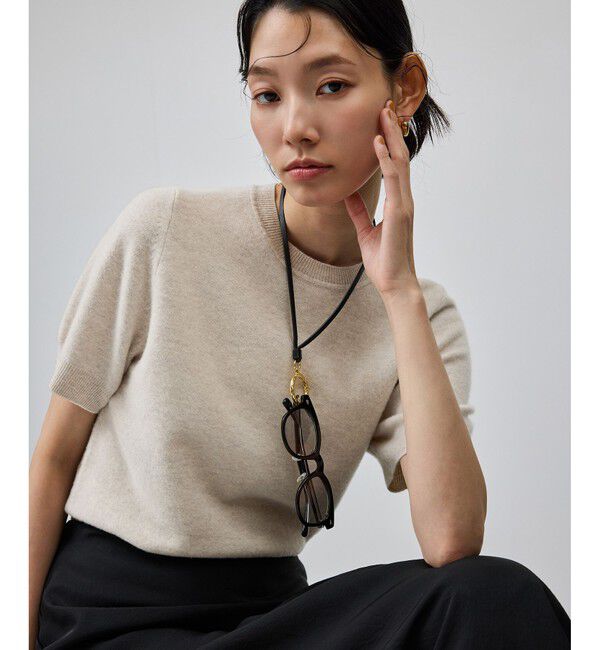 ROPE「ウールカシミヤブレンド 5分袖ニットプルオーバー/イージーケア」|ニット・セーター|ベージュ系(28)