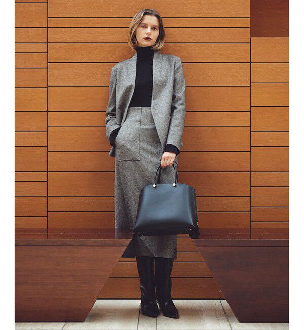 ROPE「ウールレーヨンノーカラージャケット(無地/ヘリンボーン)/セットアップ対応」|ノーカラージャケット|