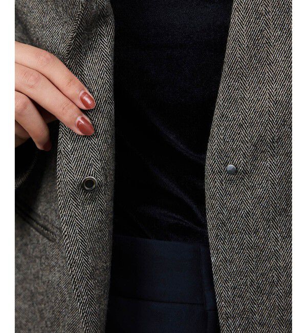 ROPE「ウールレーヨンノーカラージャケット(無地/ヘリンボーン)/セットアップ対応」|ノーカラージャケット|