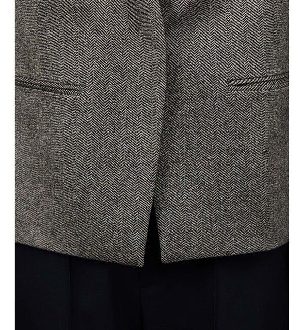 ROPE「ウールレーヨンノーカラージャケット(無地/ヘリンボーン)/セットアップ対応」|ノーカラージャケット|