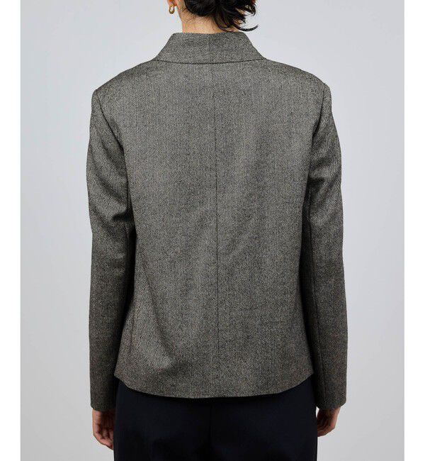 ROPE「ウールレーヨンノーカラージャケット(無地/ヘリンボーン)/セットアップ対応」|ノーカラージャケット|