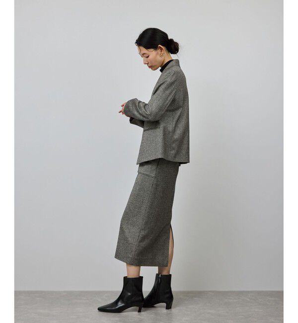 ROPE「ウールレーヨンノーカラージャケット(無地/ヘリンボーン)/セットアップ対応」|ノーカラージャケット|