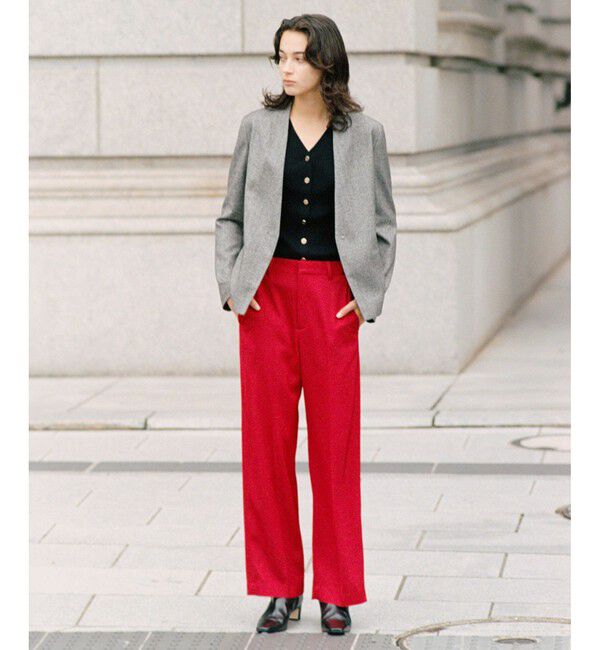 ROPE「ウールレーヨンノーカラージャケット(無地/ヘリンボーン)/セットアップ対応」|ノーカラージャケット|