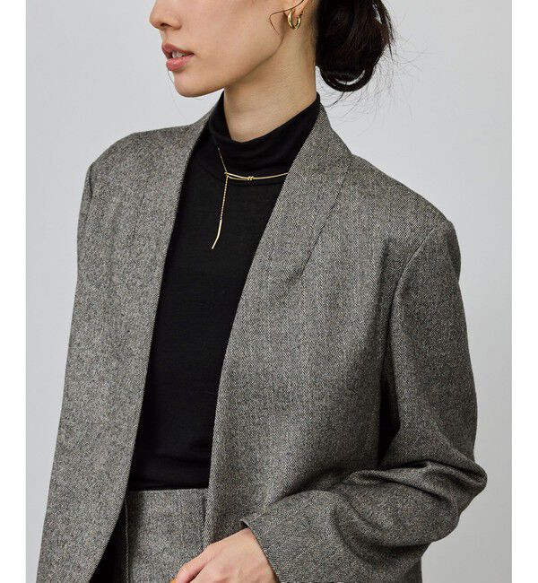 ROPE「ウールレーヨンノーカラージャケット(無地/ヘリンボーン)/セットアップ対応」|ノーカラージャケット|