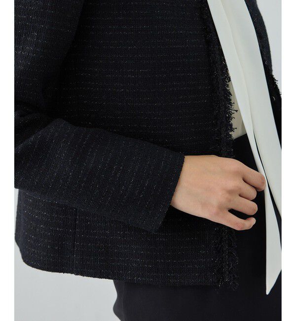 ROPE「ミックスツイードノーカラージャケット/26SS」|ノーカラージャケット|