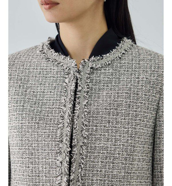 ROPE「ミックスツイードノーカラージャケット/26SS」|ノーカラージャケット|