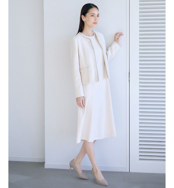 ROPE「ミックスツイードノーカラージャケット/26SS」|ノーカラージャケット|