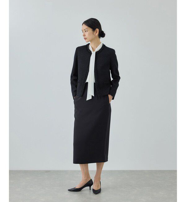 ROPE「ミックスツイードノーカラージャケット/26SS」|ノーカラージャケット|