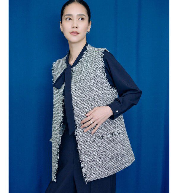 ROPE「ミックスツイードジレベスト/26SS」|ベスト・ジレ|ブラック系(02)