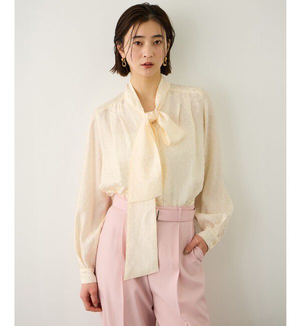 ROPE「2WAYドットジャガードボウタイブラウス/イージーケア」|シャツ・ブラウス|