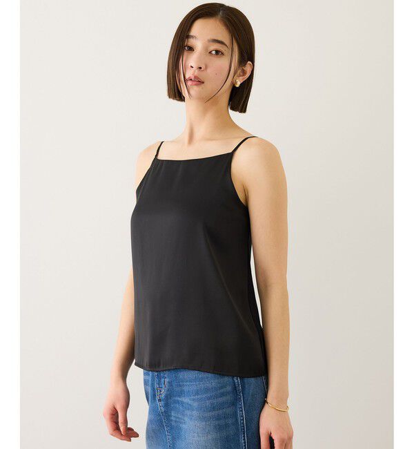 ROPE「サテンコンビジャージーキャミソール/イージーケア」|キャミソール|ブラック(01)
