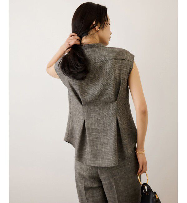 ROPE「カラミ織りタックナロースタンドブラウス/セットアップ対応・イージーケア」|シャツ・ブラウス|