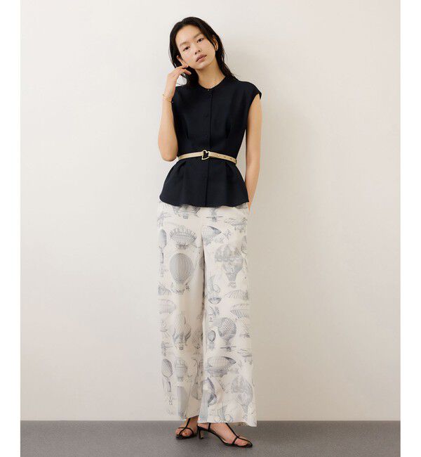 ROPE「カラミ織りタックナロースタンドブラウス/セットアップ対応・イージーケア」|シャツ・ブラウス|