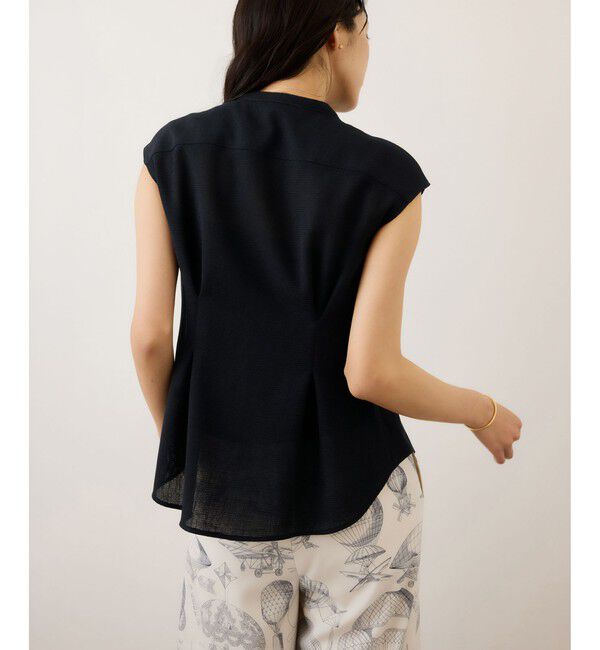 ROPE「カラミ織りタックナロースタンドブラウス/セットアップ対応・イージーケア」|シャツ・ブラウス|