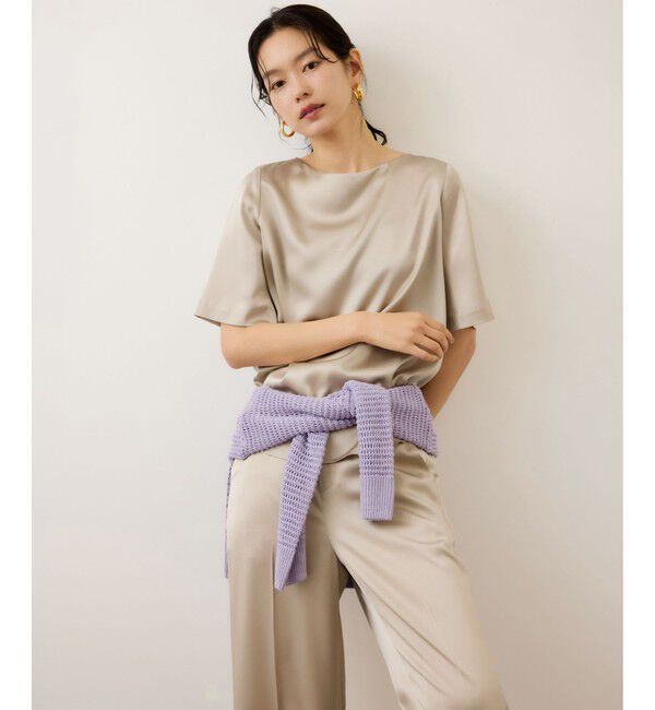 ROPE「ドレープサテンティーブラウス/セットアップ対応・イージーケア」|シャツ・ブラウス|