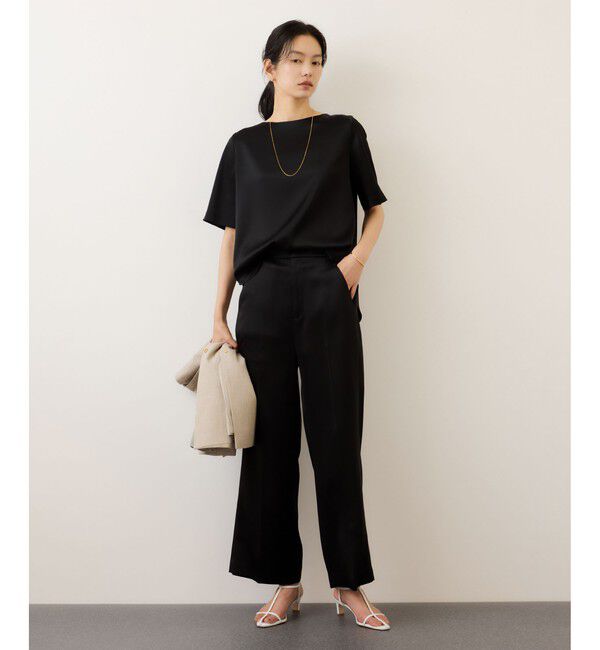 ROPE「ドレープサテンティーブラウス/セットアップ対応・イージーケア」|シャツ・ブラウス|