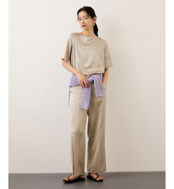 ROPE「ドレープサテンティーブラウス/セットアップ対応・イージーケア」|シャツ・ブラウス|