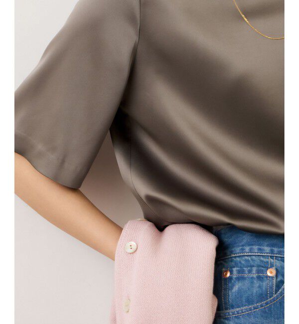 ROPE「ドレープサテンティーブラウス/セットアップ対応・イージーケア」|シャツ・ブラウス|