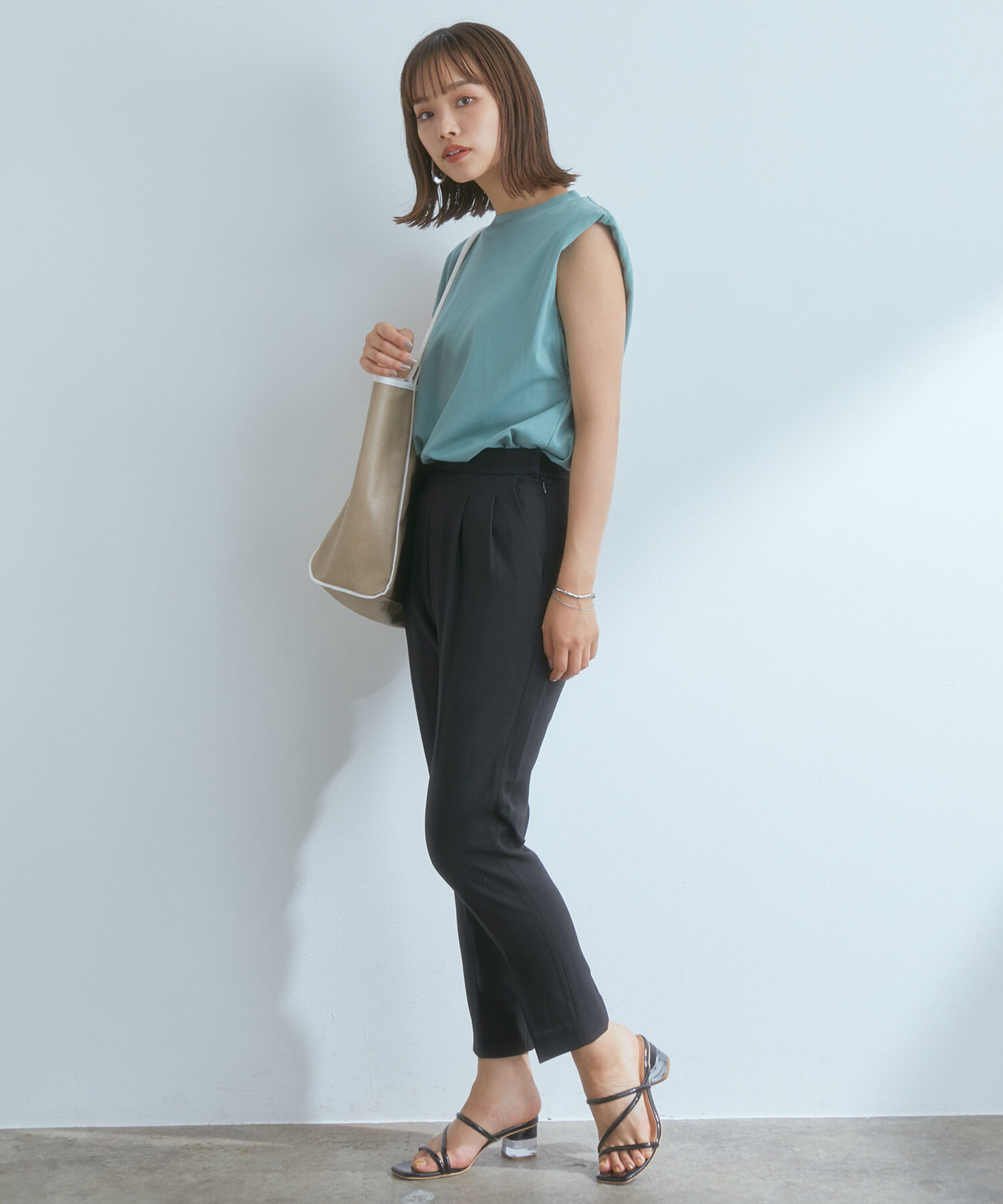 VIS「【EASY CARE】ウォッシャブルフラノツータックテーパードパンツ」|スラックス|