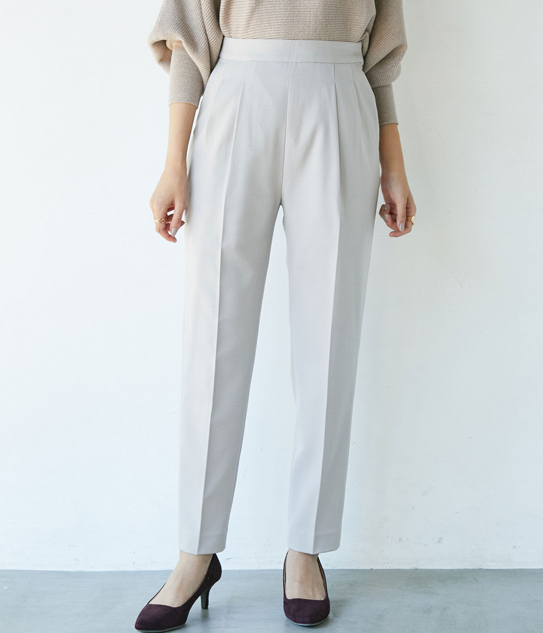 VIS「【EASY CARE】ウォッシャブルフラノツータックテーパードパンツ」|スラックス|