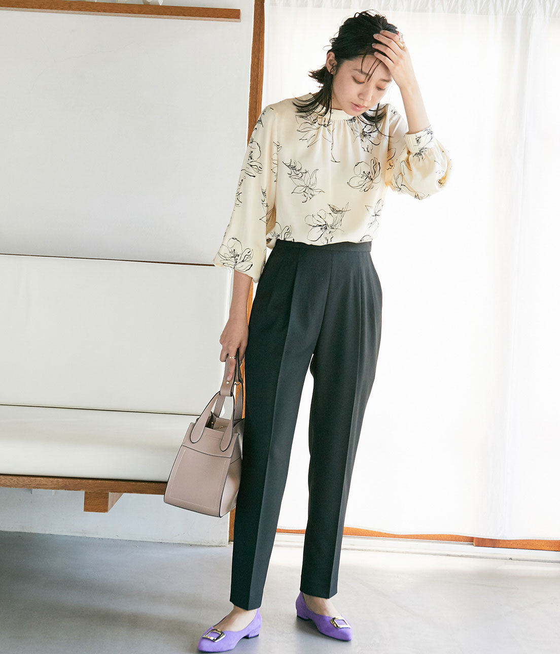 VIS「【EASY CARE】ウォッシャブルフラノツータックテーパードパンツ」|スラックス|