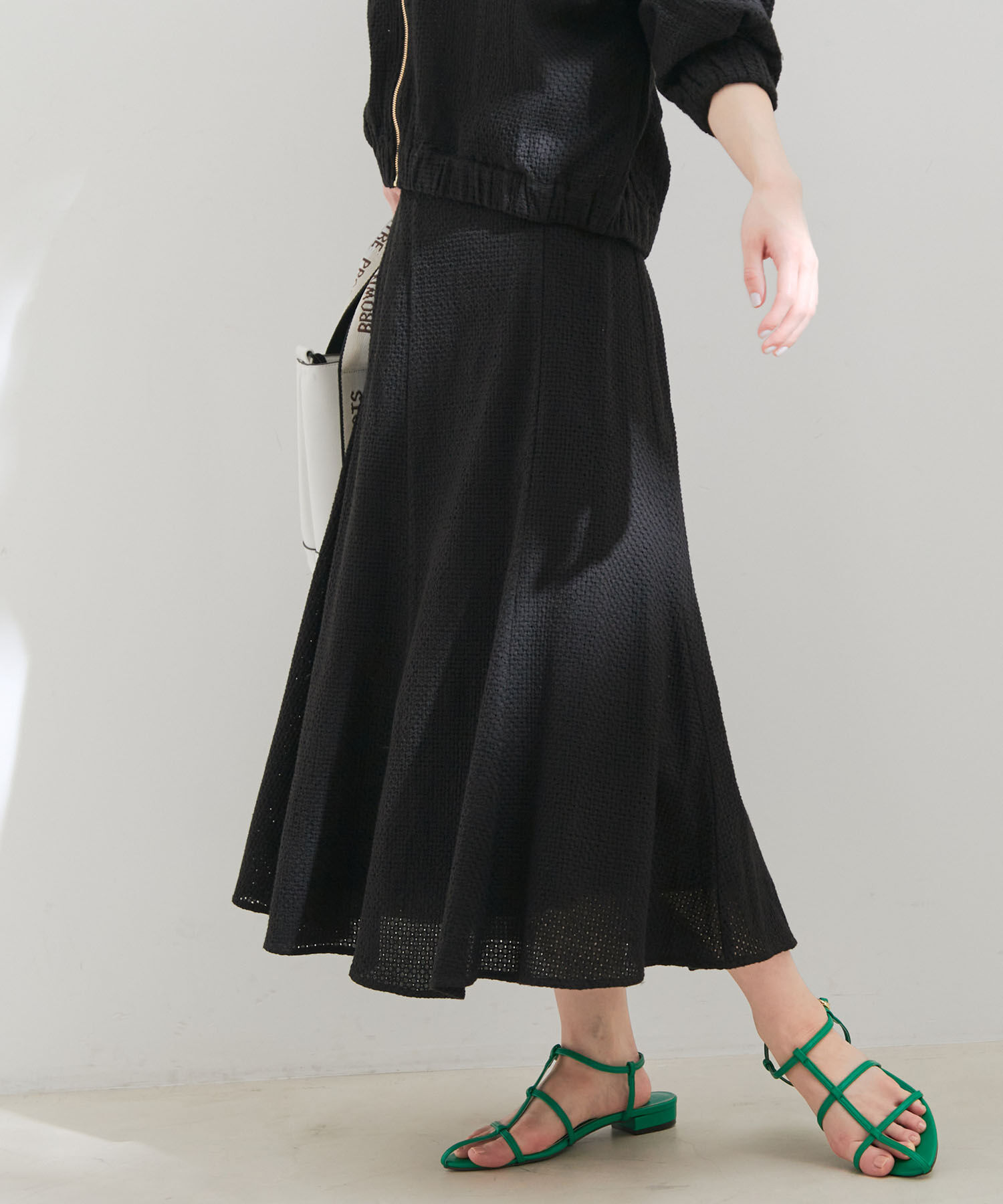 VIS「【セットアップ対応】幾何学レースマーメイドスカート」|スカート|ブラック(01)