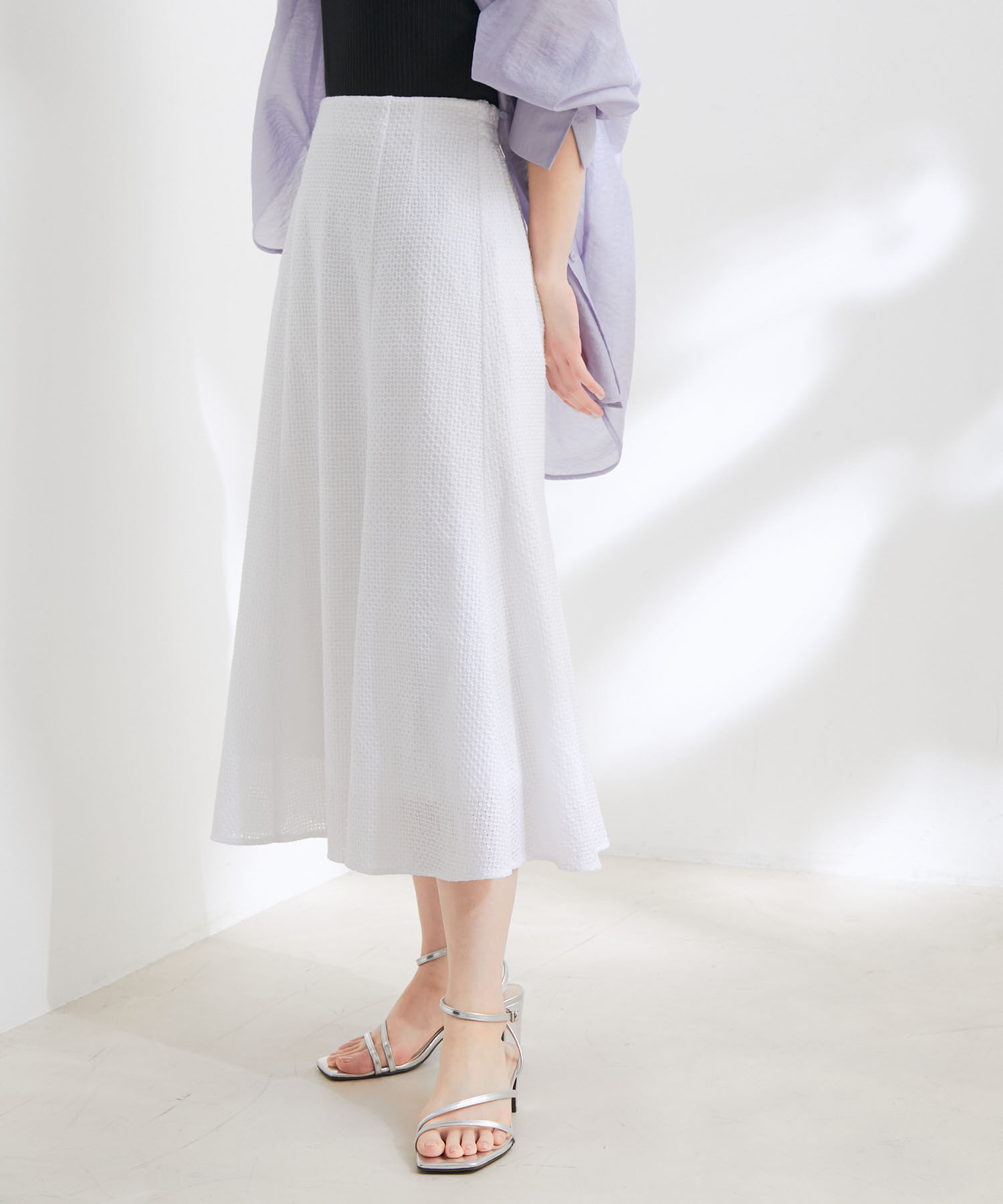 VIS「【セットアップ対応】幾何学レースマーメイドスカート」|スカート|ホワイト(10)