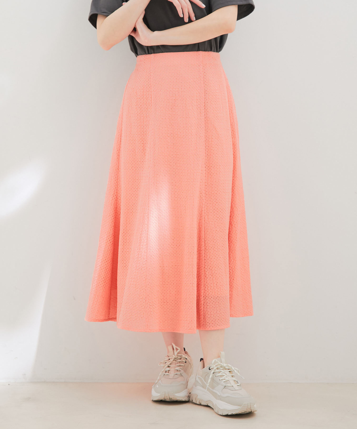 VIS「【セットアップ対応】幾何学レースマーメイドスカート」|スカート|ピンク系(65)