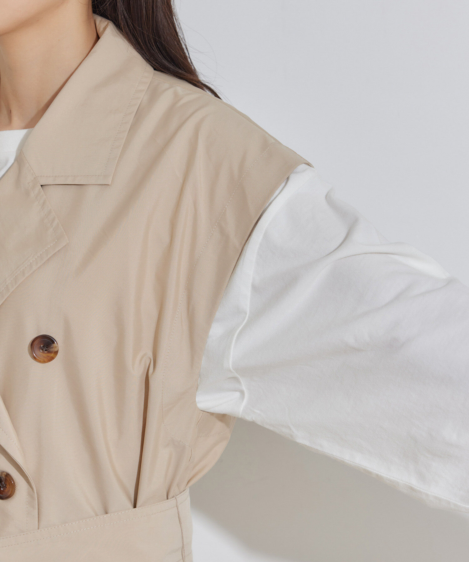 VIS「【セットアップ対応】マルチWAYミドル丈ジレトレンチコート」|トレンチコート|