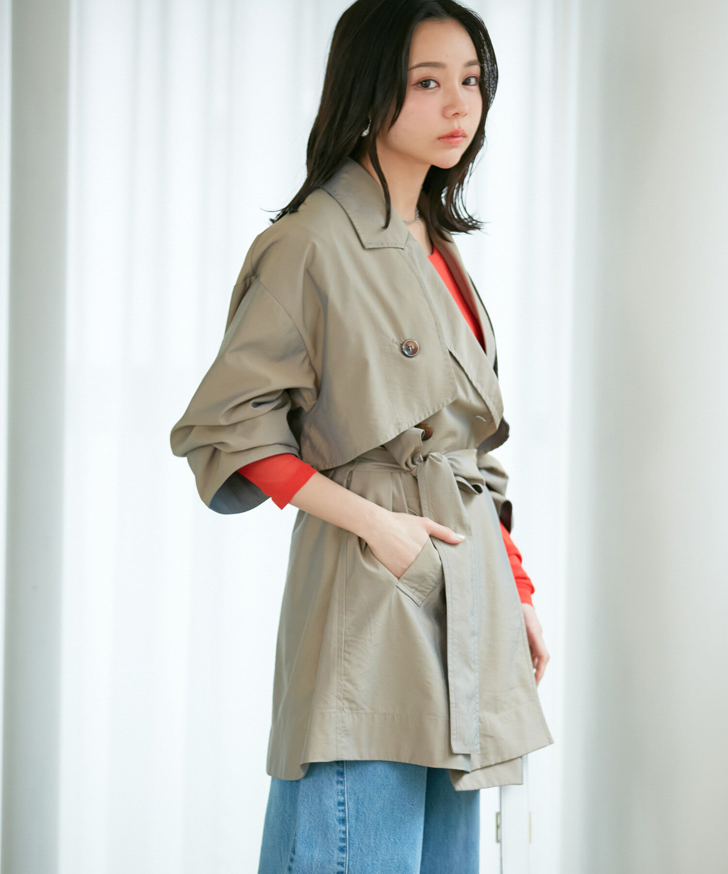 VIS「【セットアップ対応】マルチWAYミドル丈ジレトレンチコート」|トレンチコート|