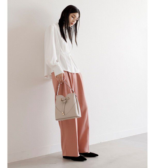 VIS「【美easy】リネンライクワンタックワイドスラックスパンツ【接触冷感/洗える】」|スラックス|