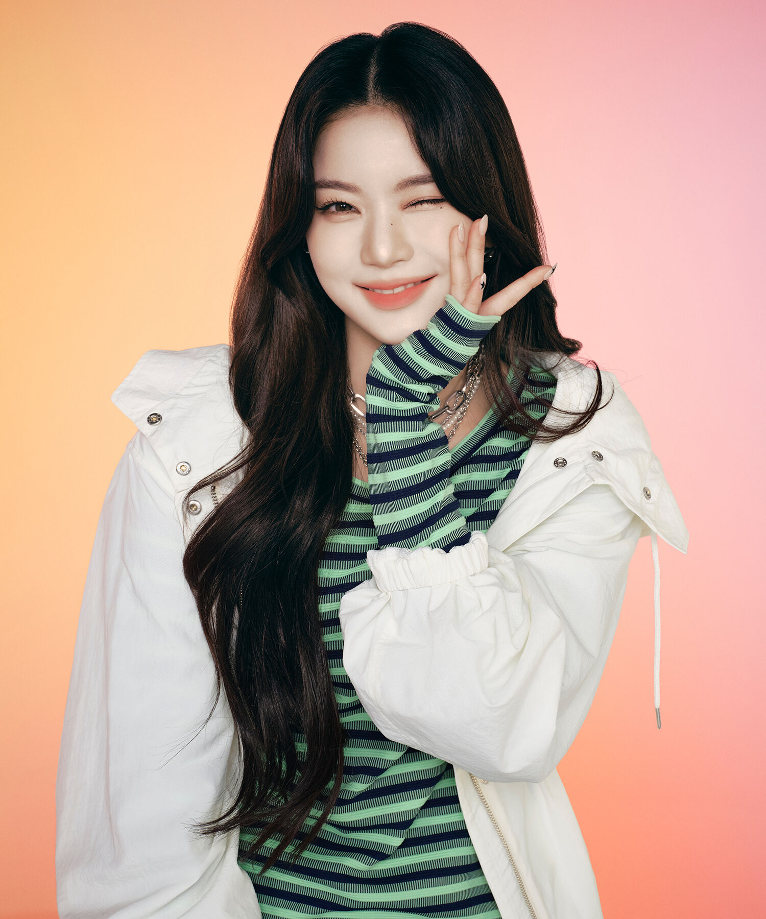 VIS「【STAYC/ISA着用】ジャガードマルチボーダーカットワンピース【洗える】」|ワンピース|