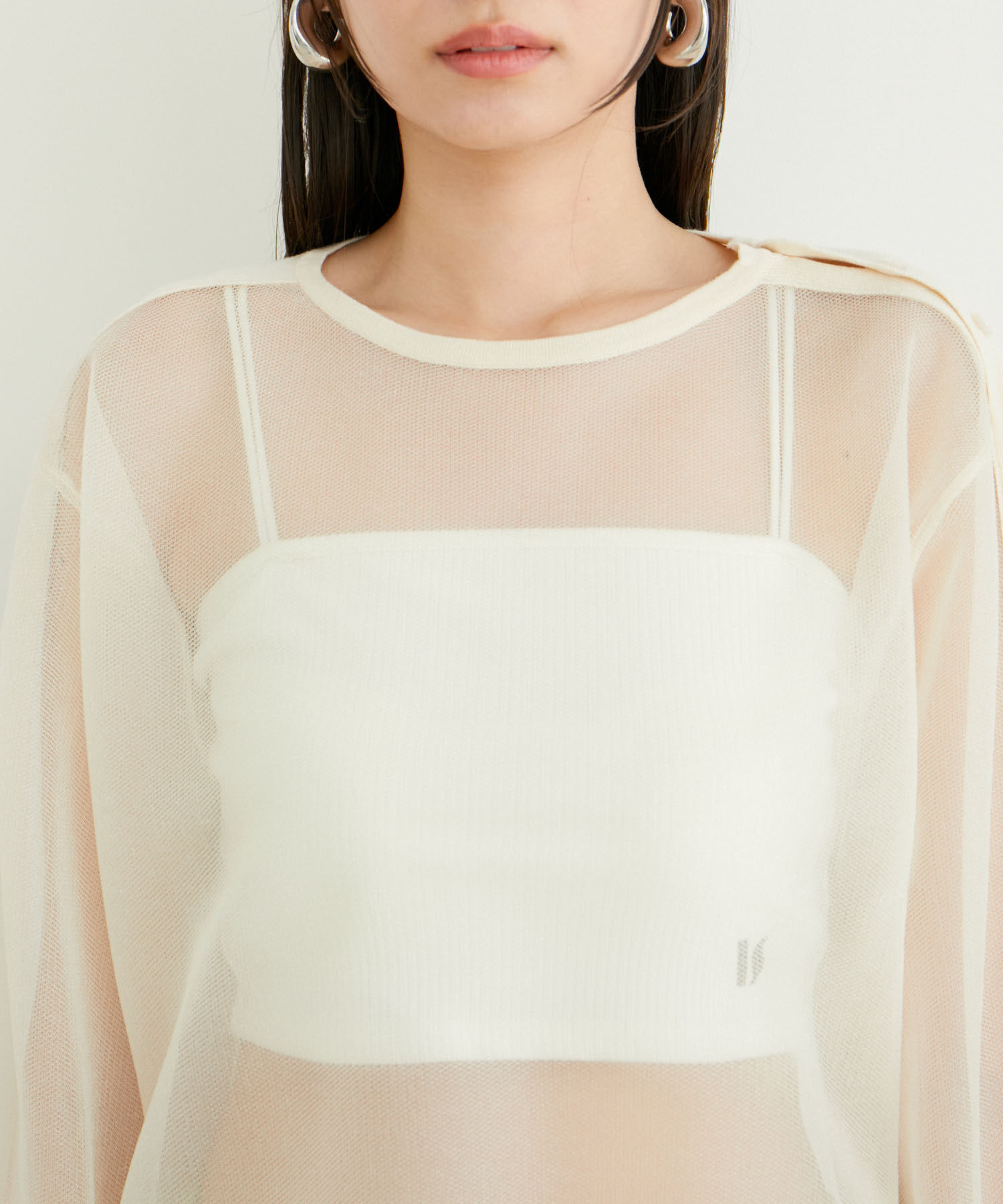 VIS「ショルダーラインシアーニットプルオーバー」|シャツ・ブラウス|