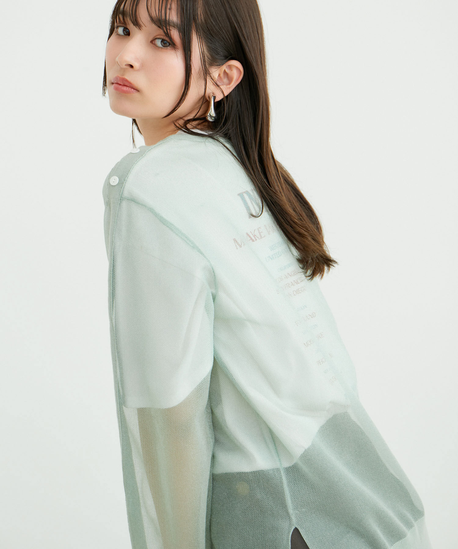 VIS「ショルダーラインシアーニットプルオーバー」|シャツ・ブラウス|