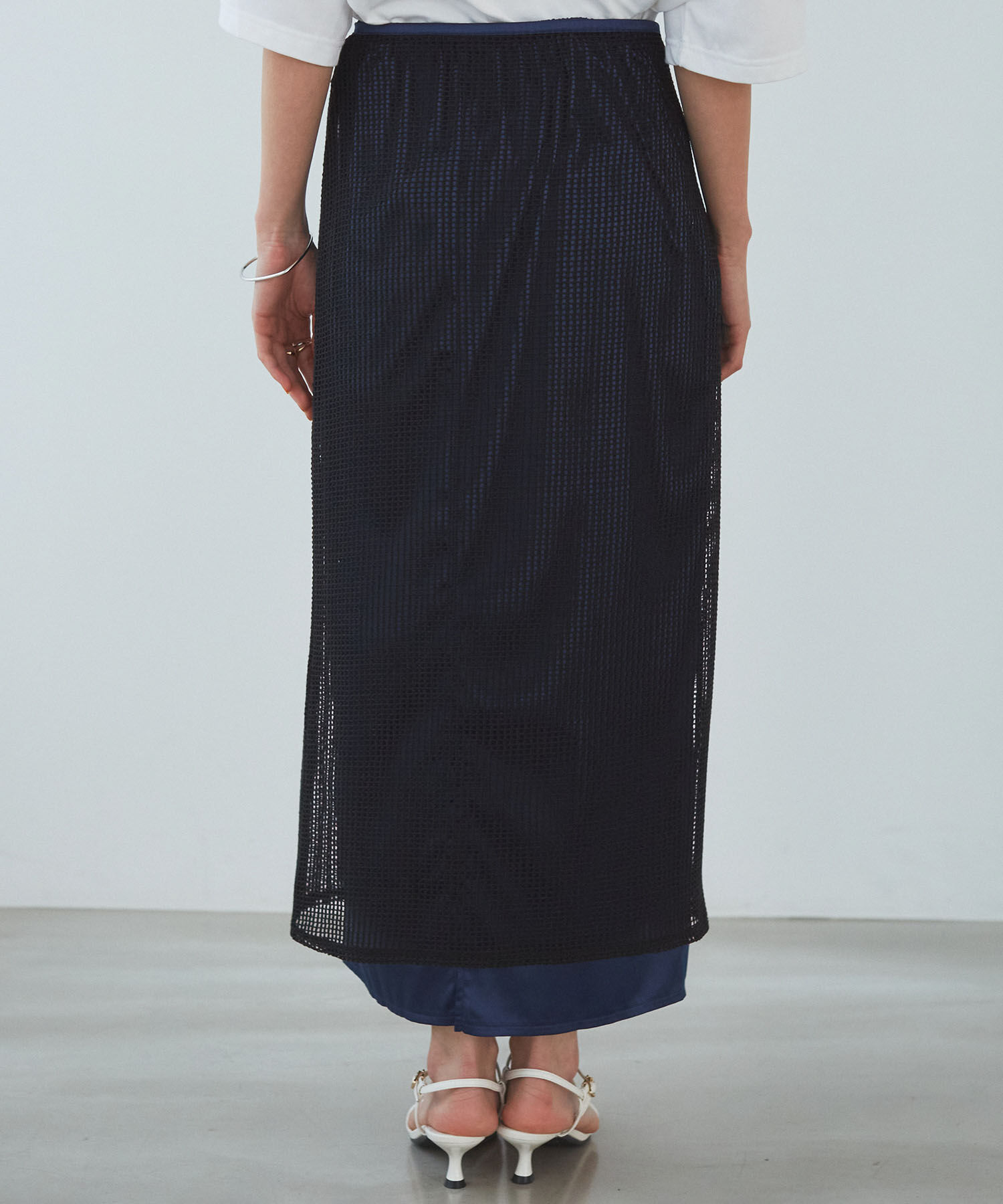 VIS「レイヤードラメメッシュIラインスカート」|スカート|