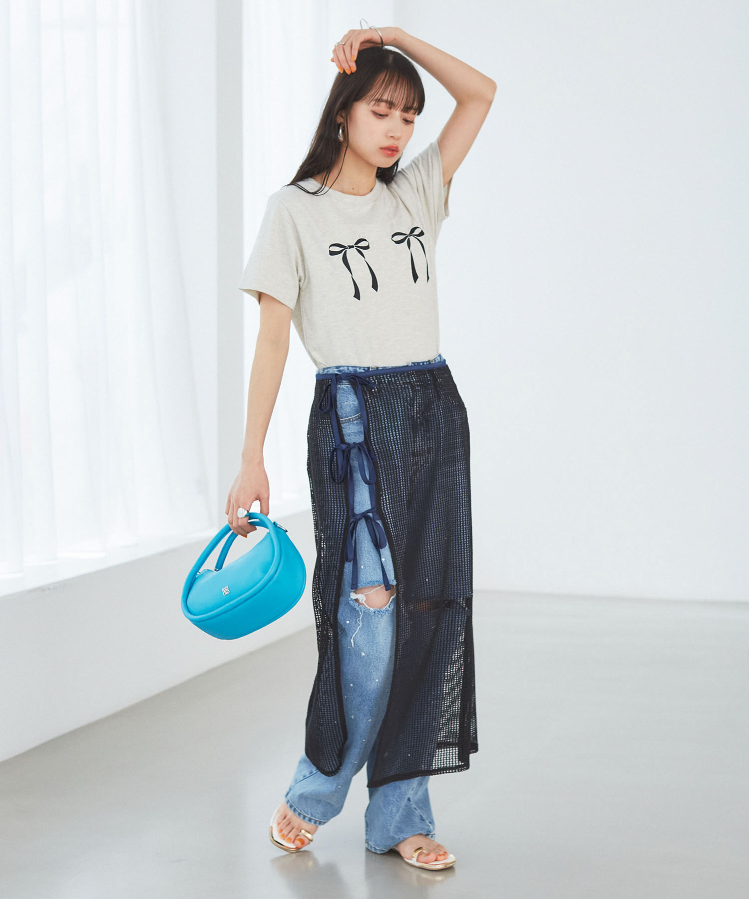 VIS「レイヤードラメメッシュIラインスカート」|スカート|