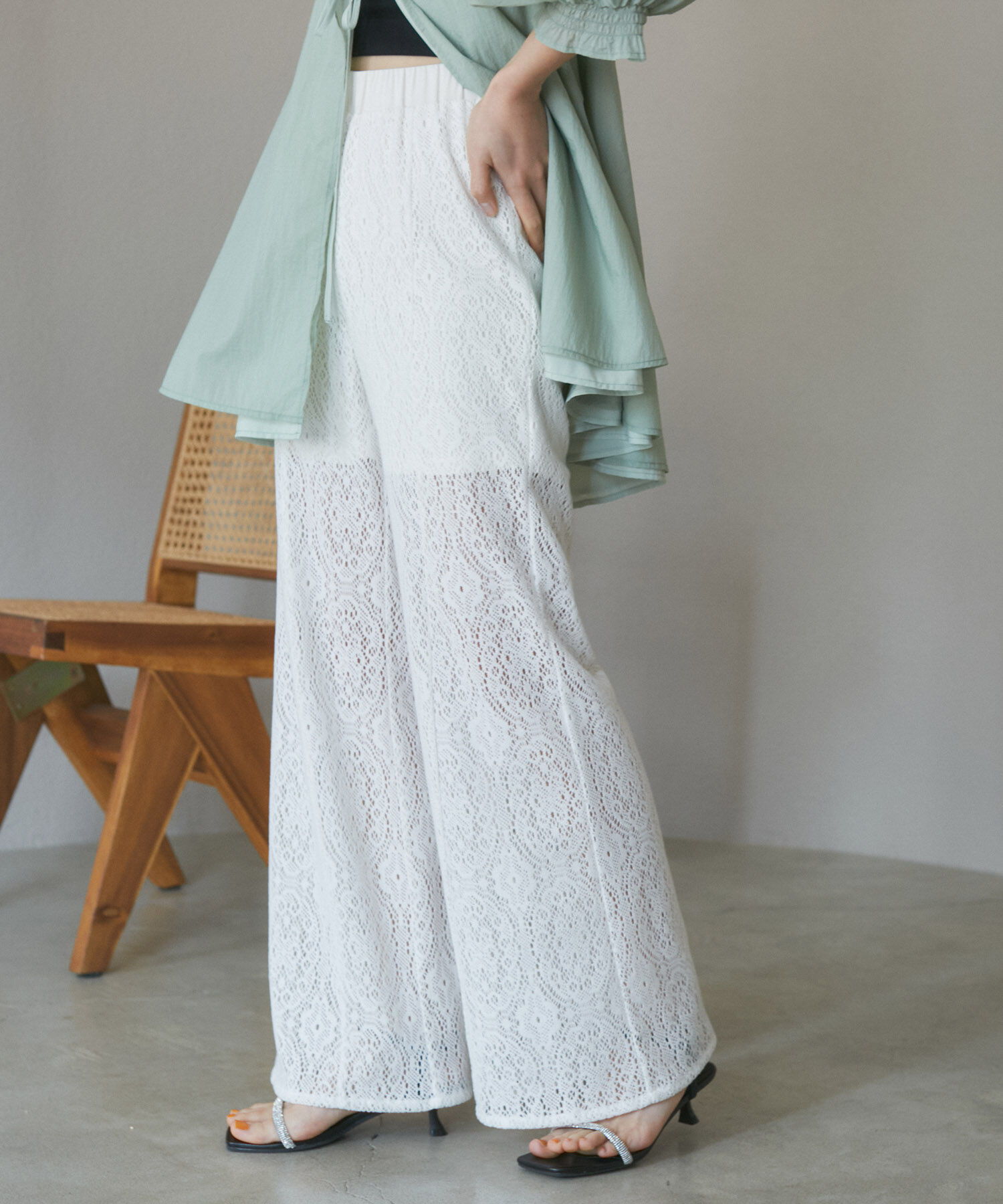 VIS「【洗える】セミフレアレースパンツ」|その他|
