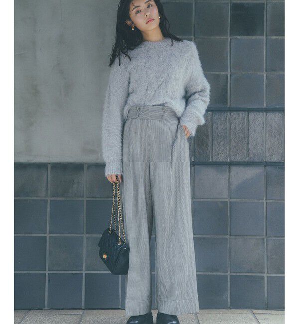 VIS「【美warm】ストレッチ釦付きワイドパンツ/スラックス【アンチピリング/防シワ/洗える】」|チノ|