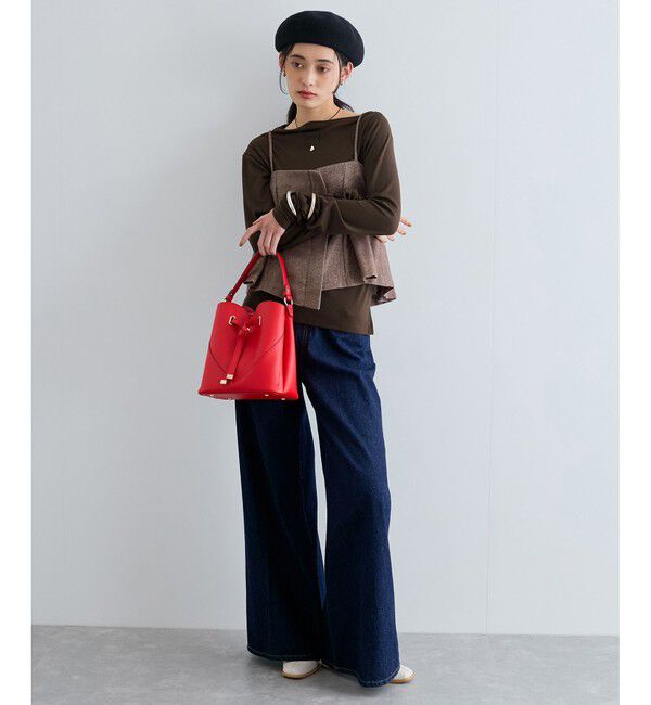 VIS「【洗える】ドレープオフショルダーロングTシャツ」|Tシャツ・カットソー|