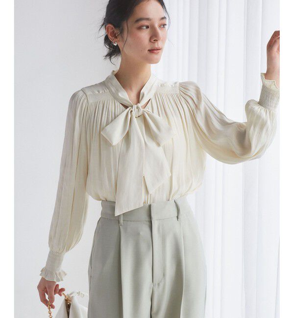 VIS「【前後2WAY】割繊ボウタイブラウス【洗える】」|シャツ・ブラウス|