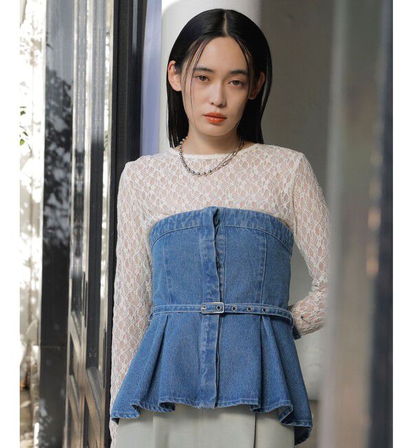 VIS「クルーネックインナートップス（レース・チェック・ラメ・シアー）」|Tシャツ・カットソー|