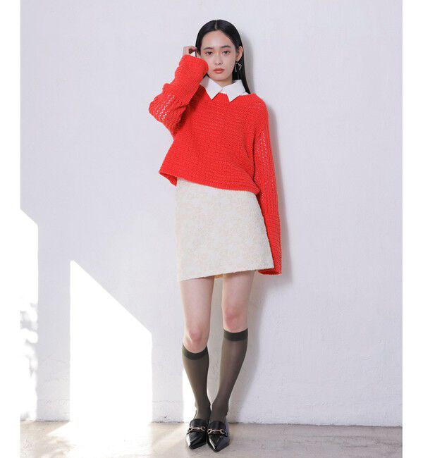 VIS「透かし編みニットプルオーバー」|ニット・セーター|