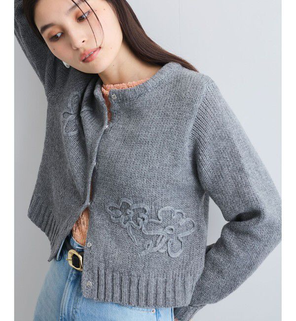 VIS「【WEB限定】刺繍フラワーカーディガン」|カーディガン|