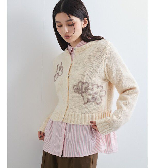 VIS「【WEB限定】刺繍フラワーカーディガン」|カーディガン|