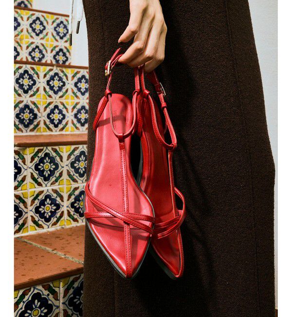 VIS「ナロークロスメタルヒールサンダル」|サンダル|レッド(60)