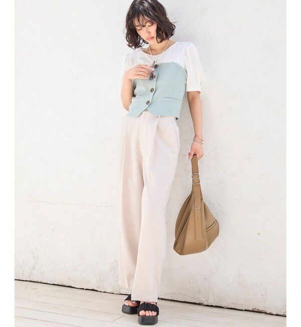 VIS「美easyリネンライクワイドパンツ/イージーケア・接触冷感・セットアップ対応」|スラックス|