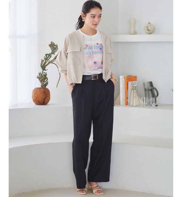 VIS「【接触冷感】フラワーフォト＆ロゴTシャツ」|Tシャツ・カットソー|