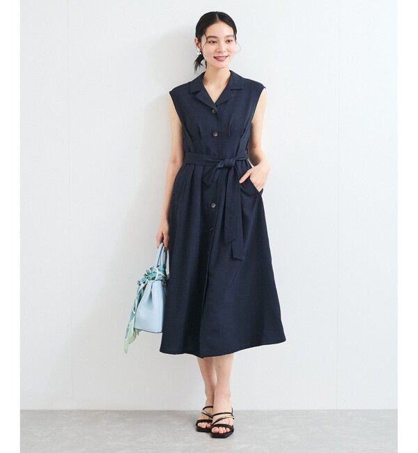 VIS「【美easy】リネンライクジレワンピース【接触冷感/洗える】」|ワンピース|